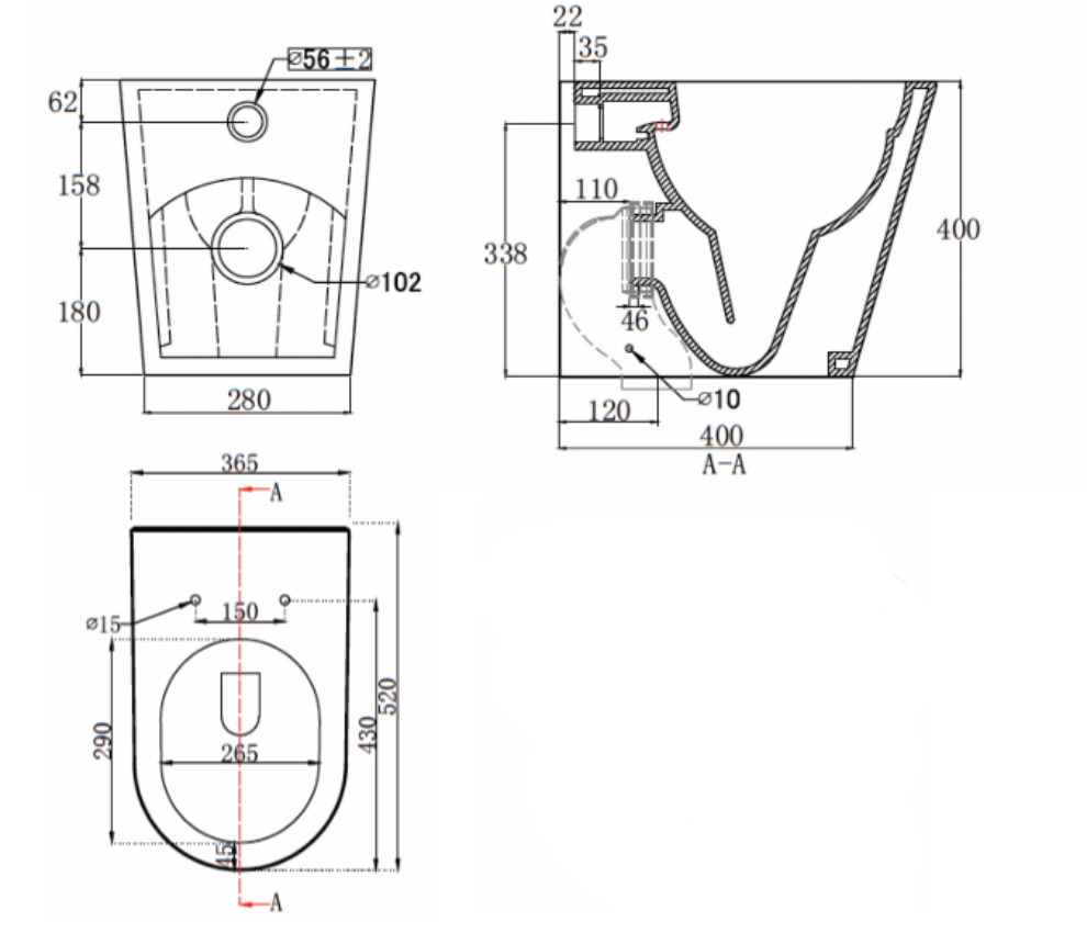 Artesan Ariel Back To Wall Rimless WC Toilet