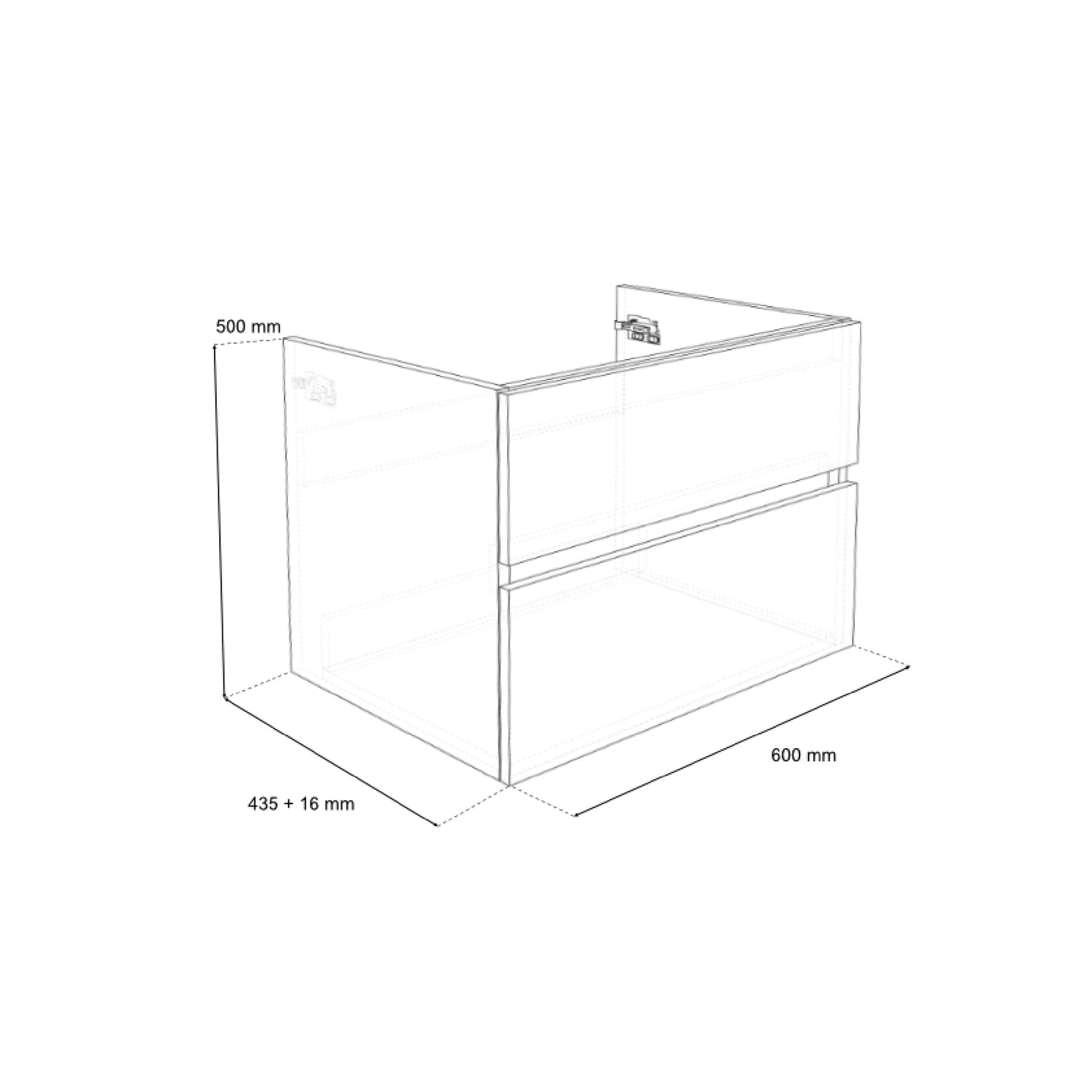 Glyde 600mm 2 Drawer W/H - Grafito