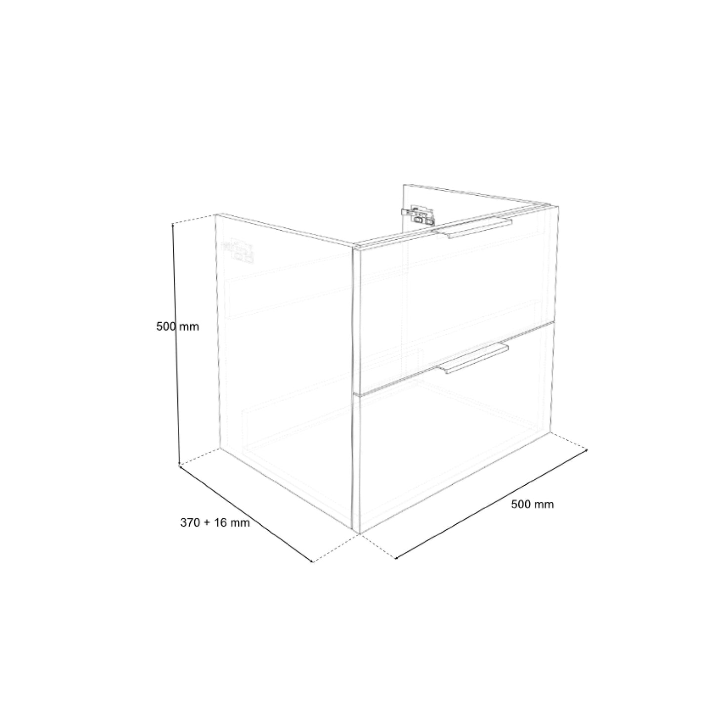 Weston 500mm 2 Drawer W/H + Basin - Graphite