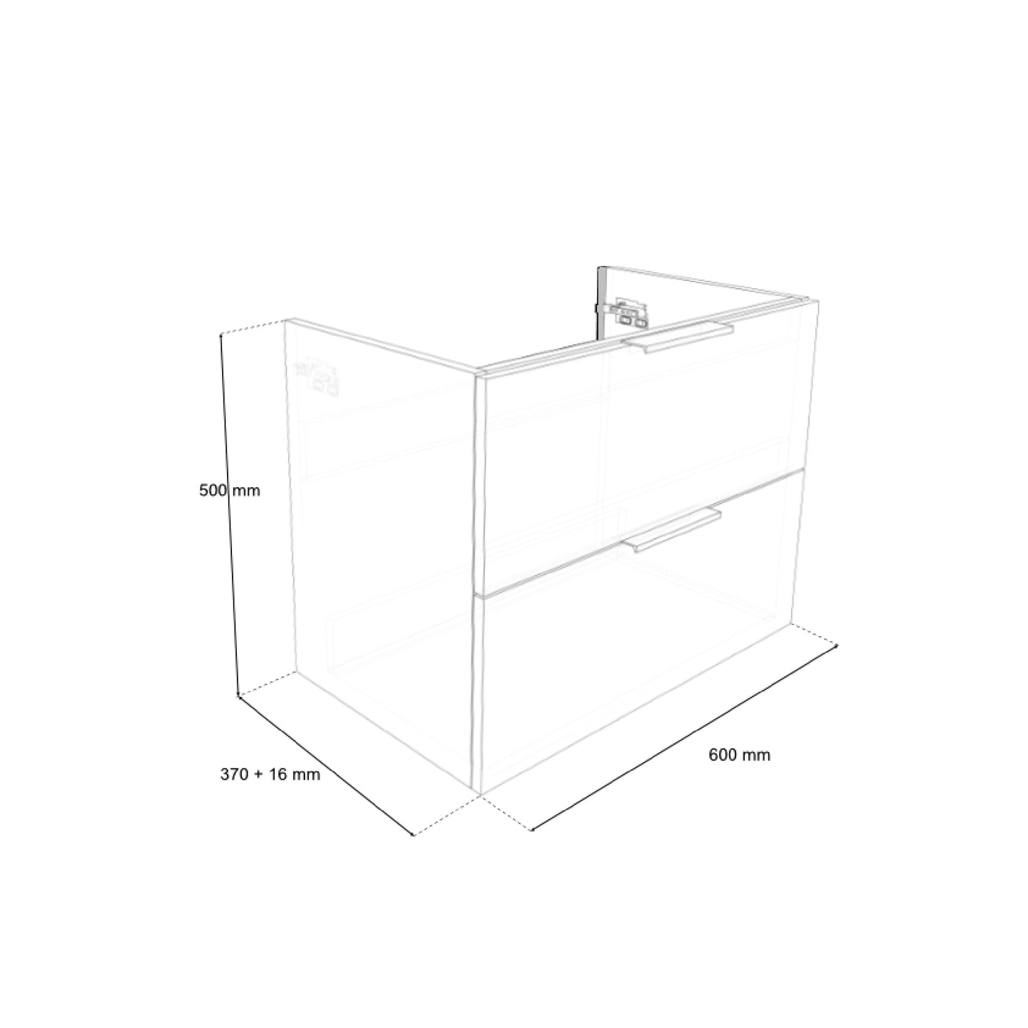 Weston 600mm 2 Drawer W/H- Lave