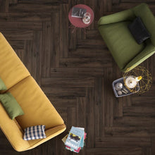 Load image into Gallery viewer, Aspenwood wood effect porcelain floor tile in herringbone pattern on floor