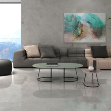 Load image into Gallery viewer, Global large format floor tile in grey on living room floor