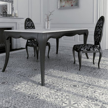 Load image into Gallery viewer, Grey and white hexagonal tile on dining room floor