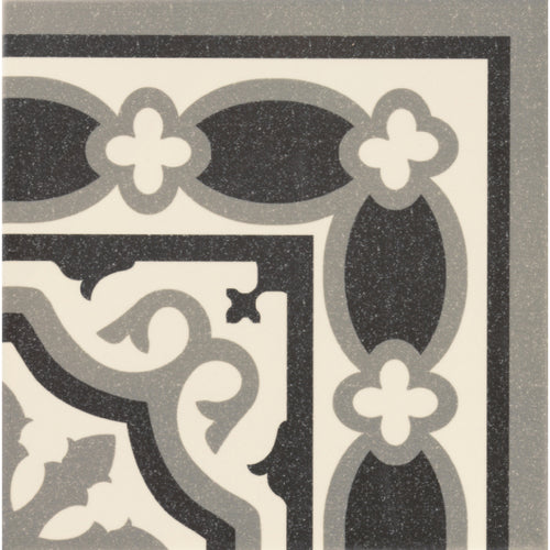 Victorian Florentine pattern tile corner piece in white