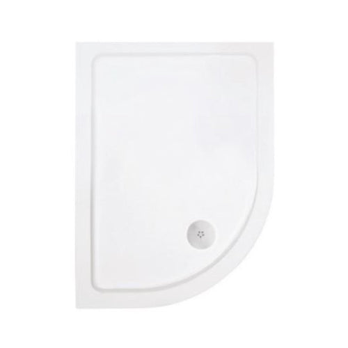 White shower tray with rounded corner on a white background