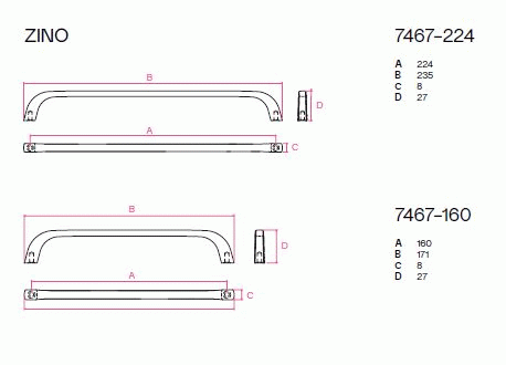 Zino 160mm Handle Bright Chrome