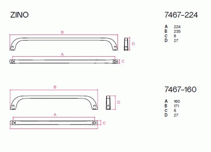 Zino 160mm Handle Bright Chrome
