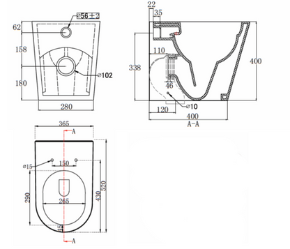 Artesan Ariel Back To Wall Rimless WC Toilet