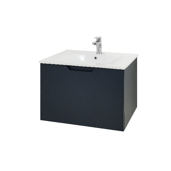Aston 600mm 1 Drawer W/H Fjord Blue + Basin + Torc Basin Mono Tap