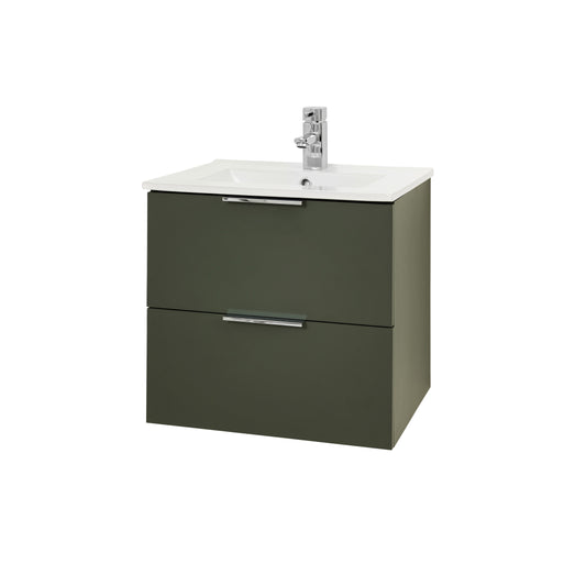 Weston 500mm 2 Drawer W/H + Basin - Sage Green