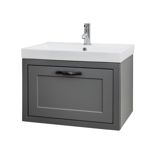 Hampton 600mm 1 Drawer W/H + Basin - Dust Grey