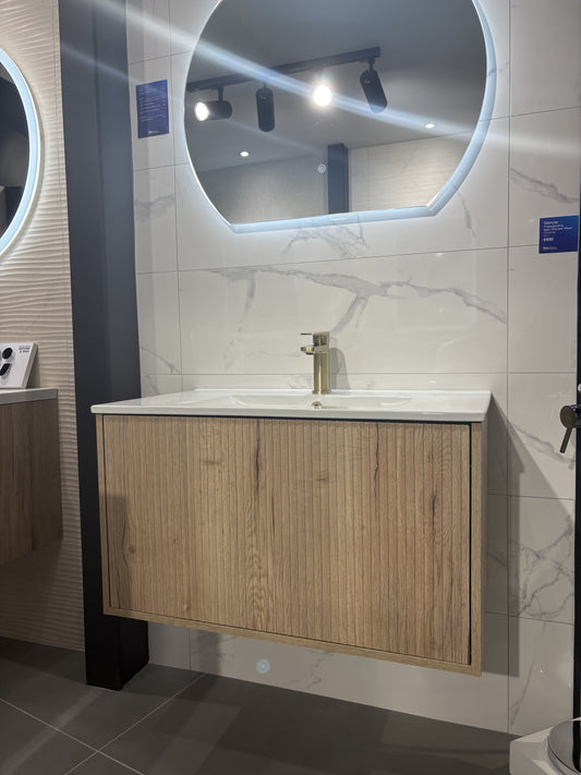 Fortuna Vanity Unit 800 W/H + Basin - Halifax Oak