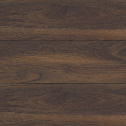Close-up of dark brown wooden flooring with visible grain and texture