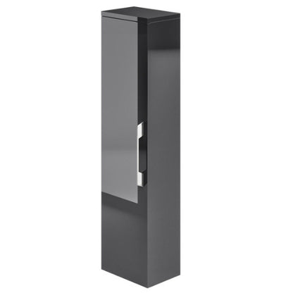 A tall gloss grey Weston storage cabinet for bathrooms, featuring a single handle and a rectangular shape.