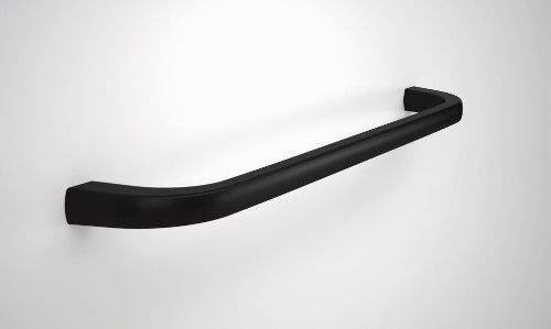Black curved handle on a white background