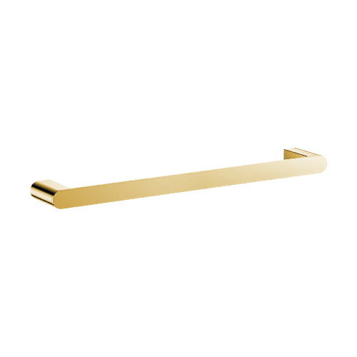 A sleek brushed brass towel rail from the Tara collection.