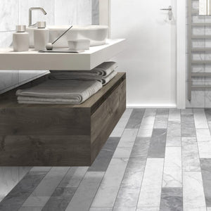 Antica 3 Colours Mix marble effect porcelain tiles in bathroom setting