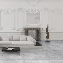 Load image into Gallery viewer, Antica Grey Marble Effect Tile in Living Room Setting