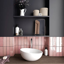 Load image into Gallery viewer, Artisan Rose Mallow Zellige effect tiles on bathroom wall