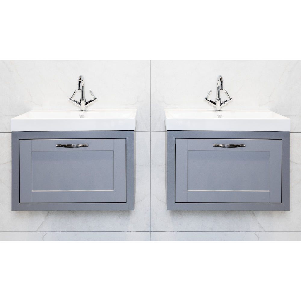 Hampton 600mm 1 Drawer Wall Hung Vanity Dust Grey