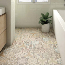 Load image into Gallery viewer, Pattern hexagonal tile on bathroom floor