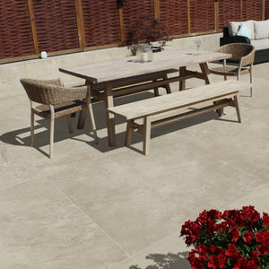 Patio with large paving slabs