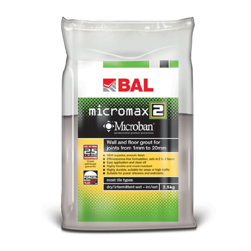 BAL Micromax2 Rapid Setting Tile Grout for Walls & Floors 2.5kg