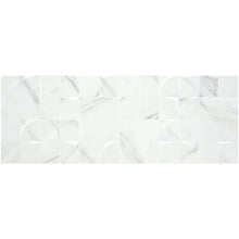 Load image into Gallery viewer, White marble effect wall tile with qube design