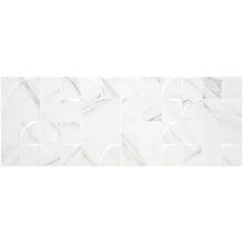 Load image into Gallery viewer, White marble effect wall tile with qube design