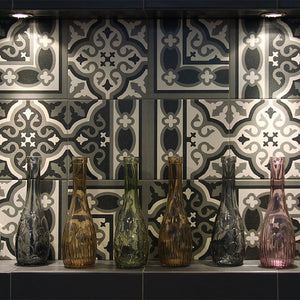 Lifestyle image of Victorian Florentine Tiles used as kitchen splashback