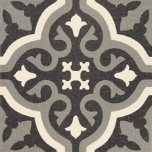Load image into Gallery viewer, Victorian Florentine pattern tile centre piece in black