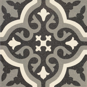 Victorian Florentine pattern tile centre piece in black