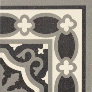 Victorian Florentine pattern tile corner piece in black