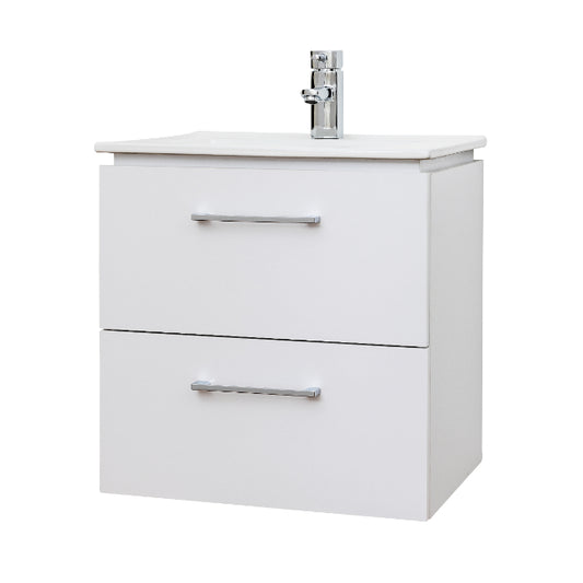 Weston 500mm 2 Drawer W/H Unit + Basin - White Gloss