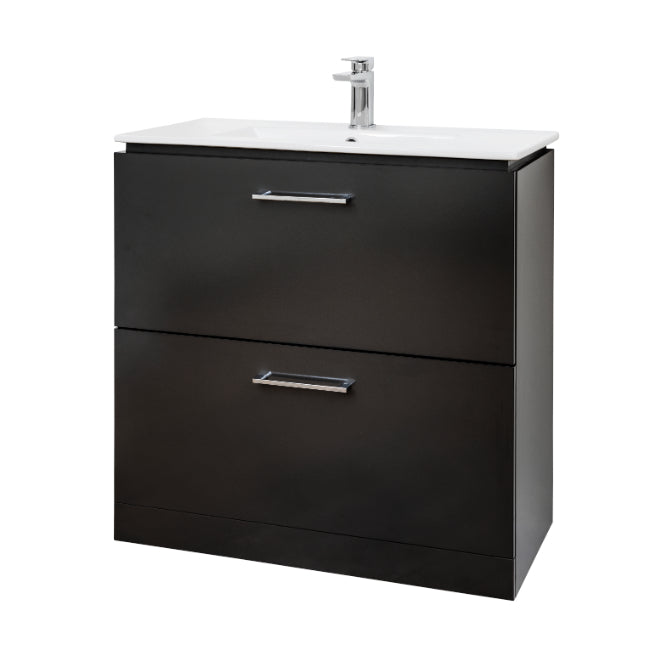 Weston 800mm 2 Drawer Floor Standing Vanity Unit Satin Grey